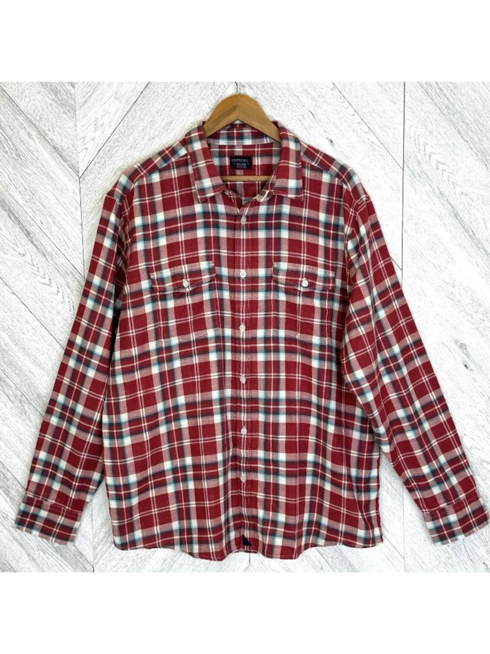 UNTUCKit Plaid Long Sleeve Shirt Mens Size XXL 2XL Red Newt 100% Cotton